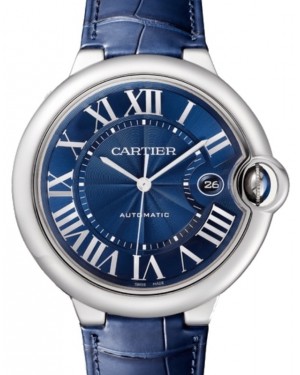 Cartier Ballon Bleu de Cartier Men's Watch Automatic Stainless Steel 42mm Blue Dial Alligator Leather Strap WSBB0027 - BRAND NEW
