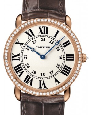 Cartier Ronde Louis Cartier Manual Winding Rose Gold 36mm Silver Dial Alligator Leather Strap WR000651 - BRAND NEW