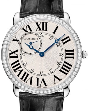 Cartier Ronde Louis Cartier Manual Winding White Gold Diamond Bezel 42mm Silver Dial Alligator Leather Strap WR007002 - BRAND NEW