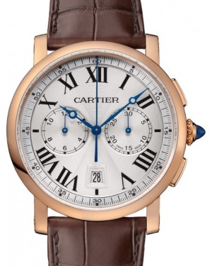 Cartier Rotonde de Cartier Chronograph Men's Watch Automatic Rose Gold 40mm Silver Dial Alligator Leather Strap W1556238 - BRAND NEW