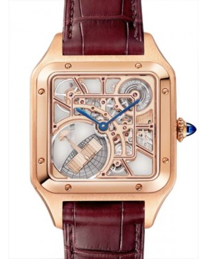 Cartier Santos-Dumont Micro-Rotor Skeleton Large Rose Gold WHSA0030 - BRAND NEW