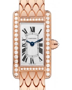 Cartier Tank Americaine Women's Watch Mini Quartz Rose Gold Diamonds Silver Dial Rose Gold Bracelet WB710012 - BRAND NEW