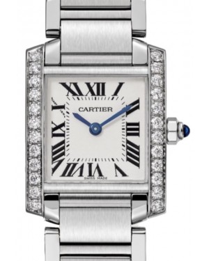 Cartier Tank Francaise Women's Watch Small Quartz Stainless Steel Diamonds Silver Dial Bracelet W4TA0008 - BRAND NEW
