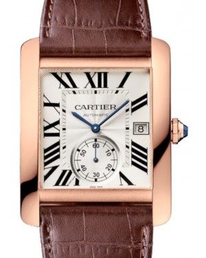 Cartier Tank MC Men's Watch Large Automatic Rose Gold Silver Dial Alligator Leather Strap W5330001 - BRAND NEW