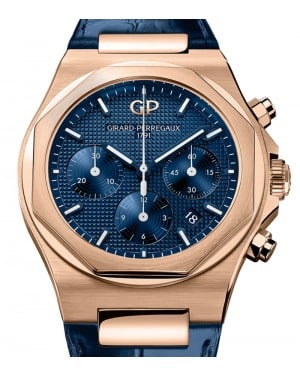 Girard Perregaux Laureato Chronograph 42mm Pink Rose Gold Blue Dial 81020-52-432-BB4A - BRAND NEW