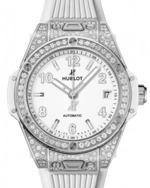 Hublot Big Bang 3-Hands One Click Steel White Pave 39mm White Dial Rubber Strap 465.SE.2010.RW.1604 - BRAND NEW
