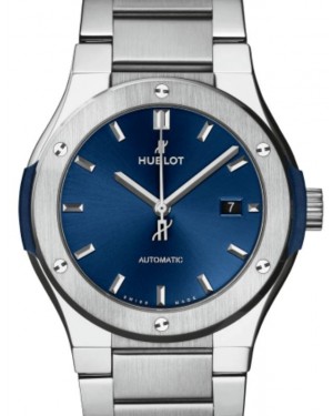 Hublot Classic Fusion 3-Hands Blue Titanium Bracelet 42mm 548.NX.7170.NX - BRAND NEW