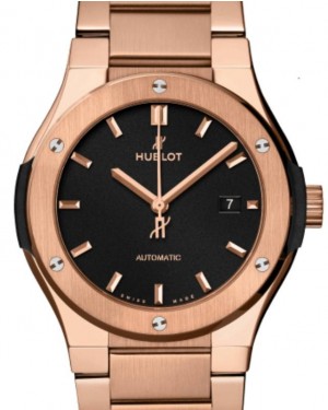 Hublot Classic Fusion 3-Hands King Gold Bracelet 42mm Black Dial 548.OX.1180.OX - BRAND NEW