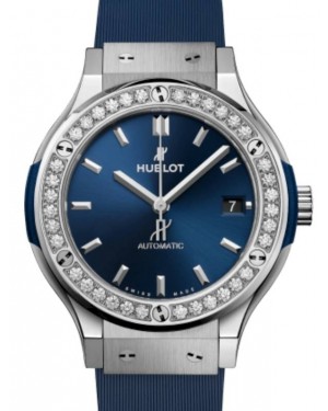 Hublot Classic Fusion 3-Hands Titanium Blue Diamonds 38mm 565.NX.7170.RX.1204 - BRAND NEW