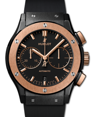 Hublot Classic Fusion Chronograph King Gold Black Dial Rose Gold Bezel Ceramic Rubber Strap 45mm 521.CO.1781.RX - BRAND NEW