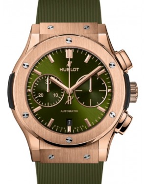 Hublot Classic Fusion Chronograph King Gold Green 45mm Green Dial Rubber Strap 521.OX.8980.RX - BRAND NEW