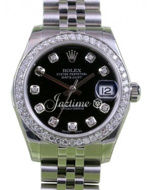 Rolex Datejust 31 Lady Midsize Stainless Steel Black Diamond Dial & Bezel Jubilee Bracelet 278240 - BRAND NEW