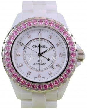 Chanel J12 H2011 42mm White Ceramic Pink Sapphire Diamond Automatic - BRAND NEW