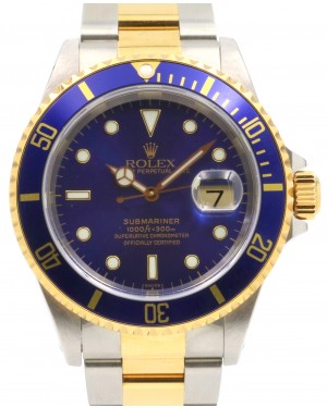 Rolex Submariner Date Yellow Gold/Steel Blue Dial & Aluminum Bezel Oyster Bracelet 16613 - PRE-OWNED