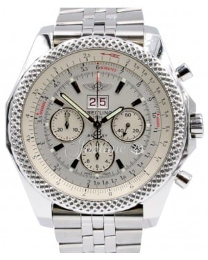 Breitling Bentley 6.75 A44364 Men's 48mm White Index Chronograph Stainless Steel BOX PAPERS