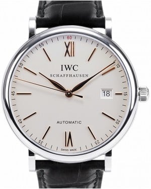 IWC Portofino Automatic Stainless Steel 40mm Silver Dial Alligator Leather Strap IW356517 - BRAND NEW