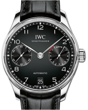 IWC Schaffhausen IW500703 Portugieser Automatic Black Arabic Stainless Steel Black Leather 42.3mm Automatic