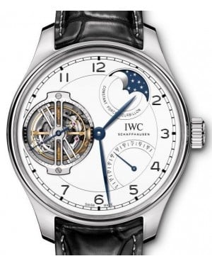 IWC Portugieser Constant-Force Tourbillon Edition “150 Years” IW590202 Silver Arabic Platinum Leather 46mm - BRAND NEW