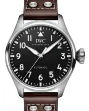 IWC Big Pilot's Watch 43 Automatic Stainless Steel Black Dial Brown Leather Strap IW329301 - BRAND NEW