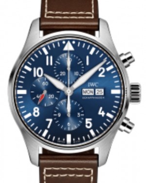 IWC Pilot's Watch Chronograph Edition "Le Petit Prince" Stainless Steel  43mm Blue Dial Brown Leather Strap IW377714 - BRAND NEW
