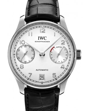 IWC Portugieser Automatic Stainless Steel Silver Dial & Steel Bezel Laether Strap IW500712 - BRAND NEW