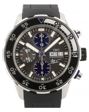 IWC Schaffhausen Aquatimer Chronograph Edition Jacques-Yves Cousteau Stainless Steel Slate Index Dial Rubber Strap IW376706 - PRE-OWNED
