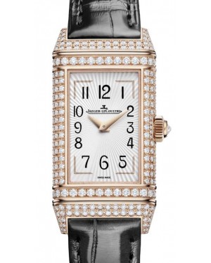 Jaeger-LeCoultre Reverso One Duetto Pink Rose Gold/Diamonds 40 x 20mm Silver & Black Dial Q336247J - BRAND NEW