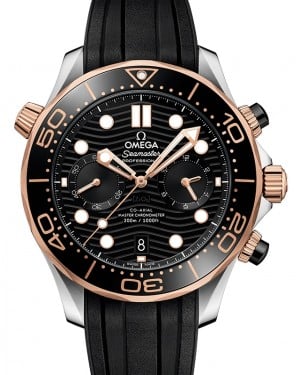 Omega Seamaster Diver 300M Co‑Axial Master Chronometer Chronograph 44mm Stainless Steel/Sedna™ Gold Black Dial 210.22.44.51.01.001 - BRAND NEW