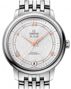 Omega De Ville Prestige Co-Axial Chronometer 32.7mm Stainless Steel Silver Roman/Diamond Dial 424.10.33.20.52.001 - BRAND NEW