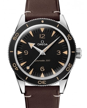 Omega Seamaster 300 Master Co-Axial Chronometer 41mm Stainless Steel Black Dial Leather Strap 234.32.41.21.01.001 - BRAND NEW