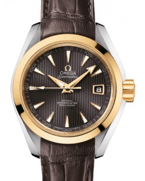 Omega Seamaster Aqua Terra 150M Co-Axial Chronometer 30mm Stainless Steel Yellow Gold Grey Dial Alligator Leather Strap 231.23.30.20.06.002 - BRAND NEW