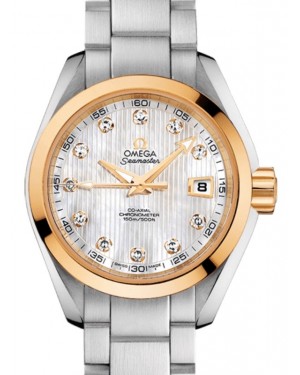 Omega Seamaster Aqua Terra 150M Co-Axial Chronometer 30mm Stainless Steel Yellow Gold White Mother of Pearl Dial Diamond Set Index Steel Bracelet 231.20.30.20.55.004 - BRAND NEW