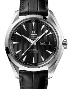 Omega Seamaster Aqua Terra 150M Co-Axial Chronometer Annual Calendar 43mm Stainless Steel Black Dial Alligator Leather Strap 231.13.43.22.01.002 - BRAND NEW