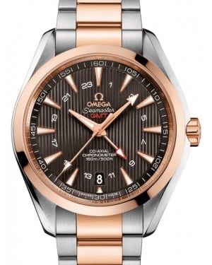 Omega Seamaster Aqua Terra 150M Co-Axial Chronometer GMT 43mm Stainless Steel Red Gold Grey Dial Steel Red Gold Bracelet 231.20.43.22.06.003 - BRAND NEW