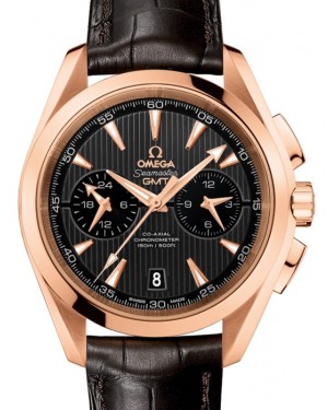 Omega Seamaster Aqua Terra 150M Co-Axial Chronometer GMT Chronograph 43mm Red Gold Grey Dial Alligator Leather Strap 231.53.43.52.06.001 - BRAND NEW