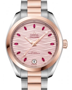 Omega Seamaster Aqua Terra 150M Co-Axial Master Chronometer 34mm Stainless Steel Sedna Gold Pink Dial Ruby Hour Markers Steel Sedna Gold Bracelet 220.20.34.20.60.001 - BRAND NEW