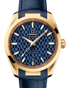 Omega Seamaster Aqua Terra 150M Co-Axial Master Chronometer Ladies 38mm Yellow Gold Blue Dial Alligator Leather Strap 522.53.38.20.03.001 - BRAND NEW