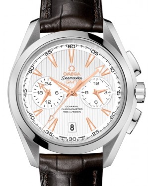 Omega Seamaster Aqua Terra 150M Co-Axial Chronometer GMT Chronograph Stainless Steel 43mm Silver Dial Alligator Leather Strap 231.13.43.52.02.001 - BRAND NEW