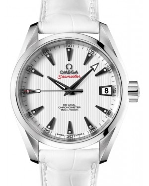Omega Seamaster Aqua Terra 150M Omega Co-Axial 38.5mm Stainless Steel White Dial Alligator Leather Strap 231.13.39.21.54.001 - BRAND NEW