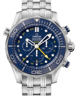 Omega Seamaster Diver 300M Co-Axial Chronometer GMT Chronograph 44mm Stainless Steel Blue Dial Bracelet 212.30.44.52.03.001 - BRAND NEW