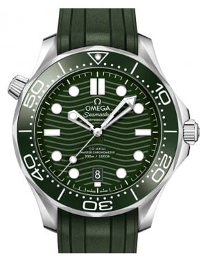 Omega Seamaster Diver 300M Co‑Axial Master Chronometer 42mm Stainless Steel Green Dial Rubber Strap 210.32.42.20.10.001 - BRAND NEW