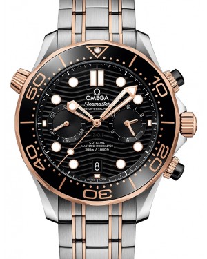 Omega Seamaster Diver 300M Co‑Axial Master Chronometer Chronograph 44mm Stainless Steel/Sedna™ Gold Black Dial Bracelet 210.20.44.51.01.001 - BRAND NEW