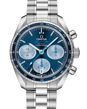 Omega Speedmaster Co-Axial Chronometer Chronograph Stainless Steel Blue 38mm Dial Bezel & Bracelet 324.30.38.50.03.002 - BRAND NEW  