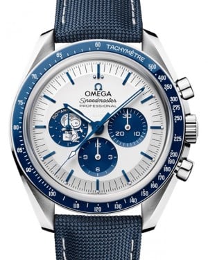 Omega Speedmaster Anniversary Series Co-Axial Master Chronometer Chronograph 42mm "Silver Snoopy Award" Stainless Steel Ceramic Bezel Silver Dial Nylon Fabric Strap 310.32.42.50.02.001 - BRAND NEW