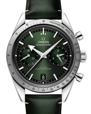 Omega Speedmaster '57 Co-Axial Master Chronometer Chronograph 40.5mm Green Dial Stainless Steel Leather Strap 332.12.41.51.10.001 - BRAND NEW