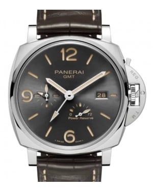 Panerai Luminor Due GMT Power Reserve Stainless Steel 45mm Grey Dial Alligator Leather Strap PAM00944 - BRAND NEW