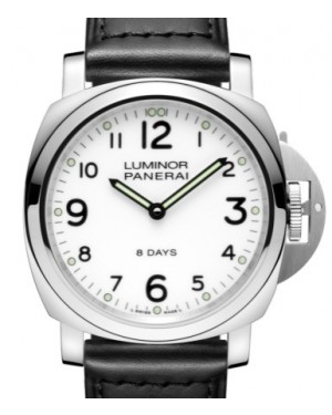 Panerai Luminor Base 8 Days Stainless Steel 44mm White Dial Leather Strap PAM00561 - BRAND NEW