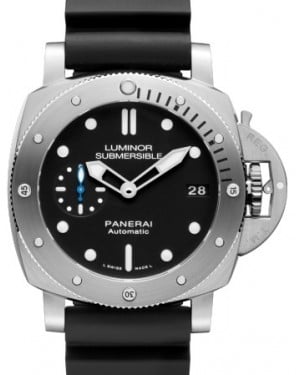 Panerai Submersible Stainless Steel 42mm Black Dial Rubber Strap PAM00682 - PRE-OWNED