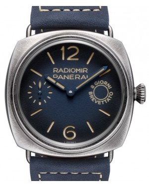Panerai Radiomir Otto Giorni Stainless Steel 45 Blue Dial Leather Strap PAM01348 - BRAND NEW