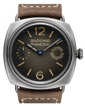 Panerai Radiomir Otto Giorni Stainless Steel 45mm Brown Dial Leather Strap PAM01347 - BRAND NEW